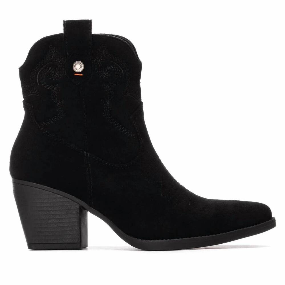 NEW REFRESH women's suede italian western ankle booties in black